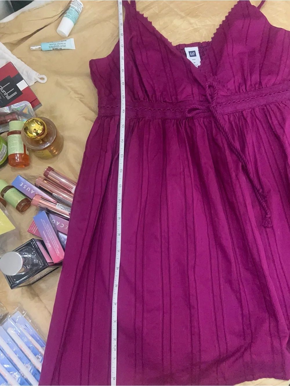 GAP Magenta Lace-Trim Spaghetti Strap Babydoll Chemise size Medium.